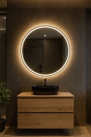 Massief houten badkamermeubel 80 cm – Luxe design met keramische waskom