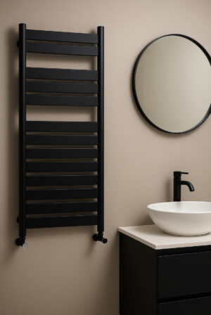 BORA BORA Designradiator 500 × 1200 Zwart – Luxe Badkamer Radiator met Hoge Warmteafgifte